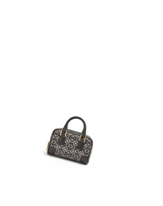 Loewe Nano Amazona in Anagram jacquard and calfskin Azul Marino Negros | JGTWF-0523