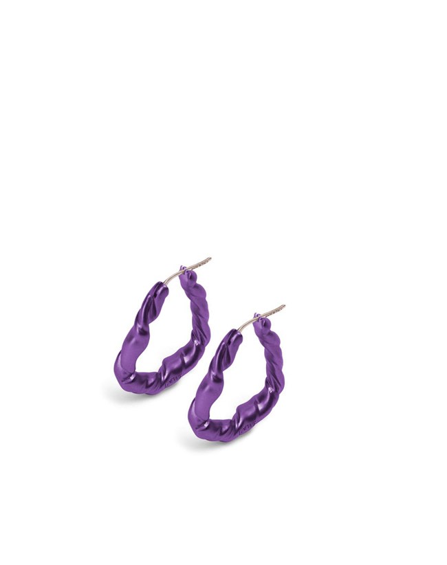 Loewe Nappa twist loop earrings in sterling silver Morados Oscuro | HCXWN-1657