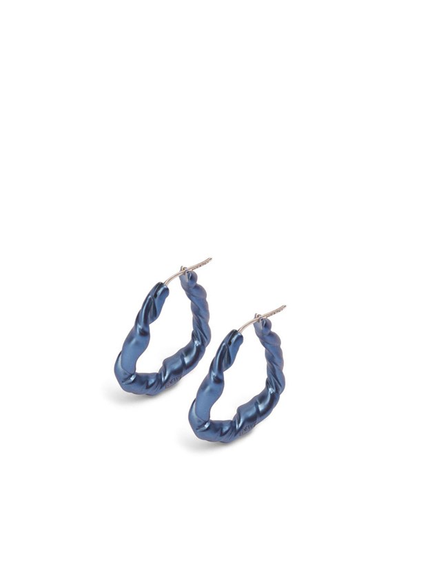 Loewe Nappa twist loop earrings in sterling silver Azules | PQLRK-8396