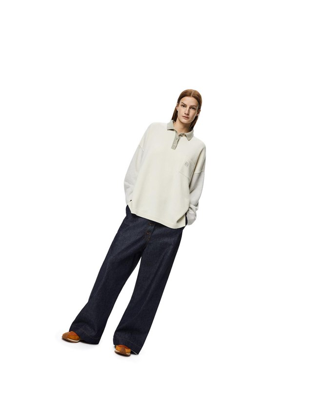 Loewe Oversize polo collar sweater in wool Grises | UKYXT-3069