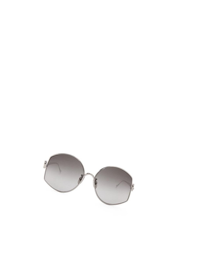 Loewe Oversize sunglasses in metal Shiny Palladium / Smoke | QWGUO-8914