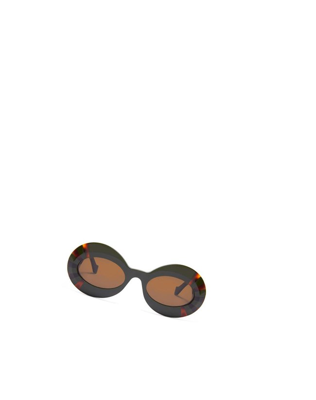 Loewe Oversized oval sunglasses in acetate Kakhi / Havana | GKUYM-6031