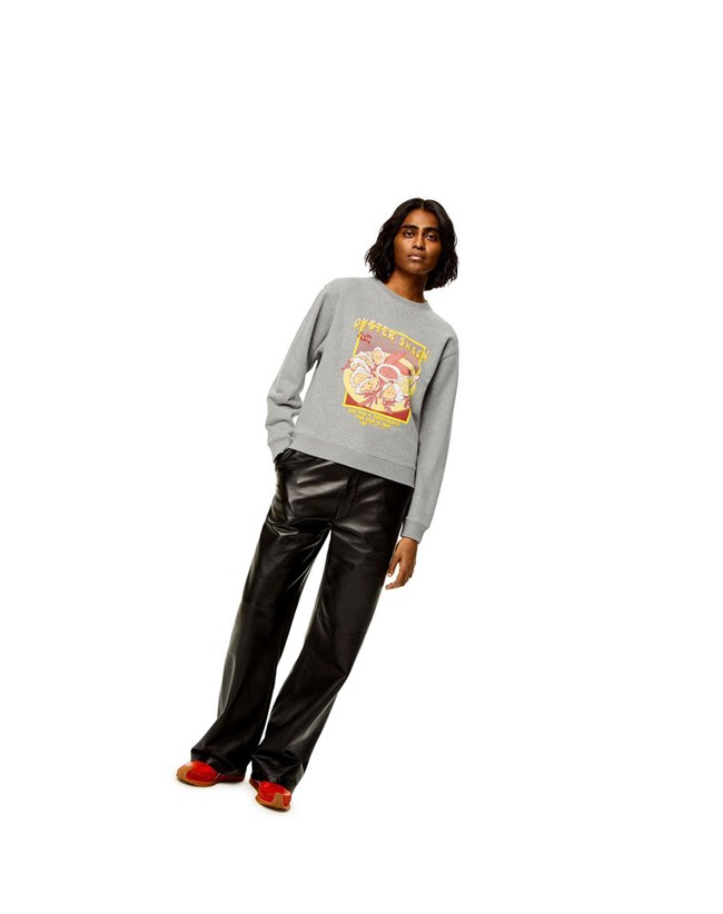 Loewe Oysters print sweatshirt in cotton Grises | NVPZM-5987