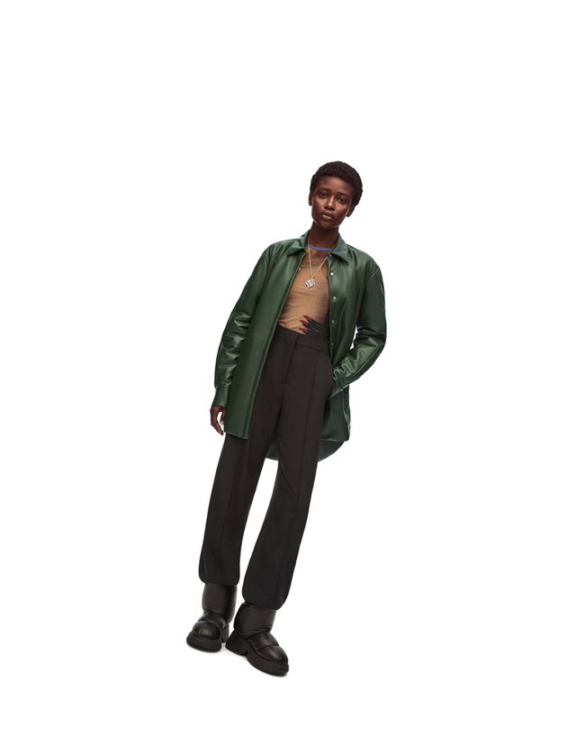 Loewe Padded overshirt in nappa Verdes | HICGK-0415
