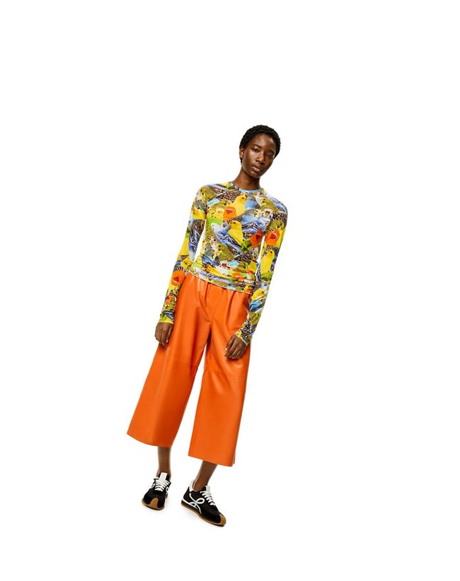 Loewe Parrots top in mesh Naranjas Azules Amarillos | XBGKM-8027