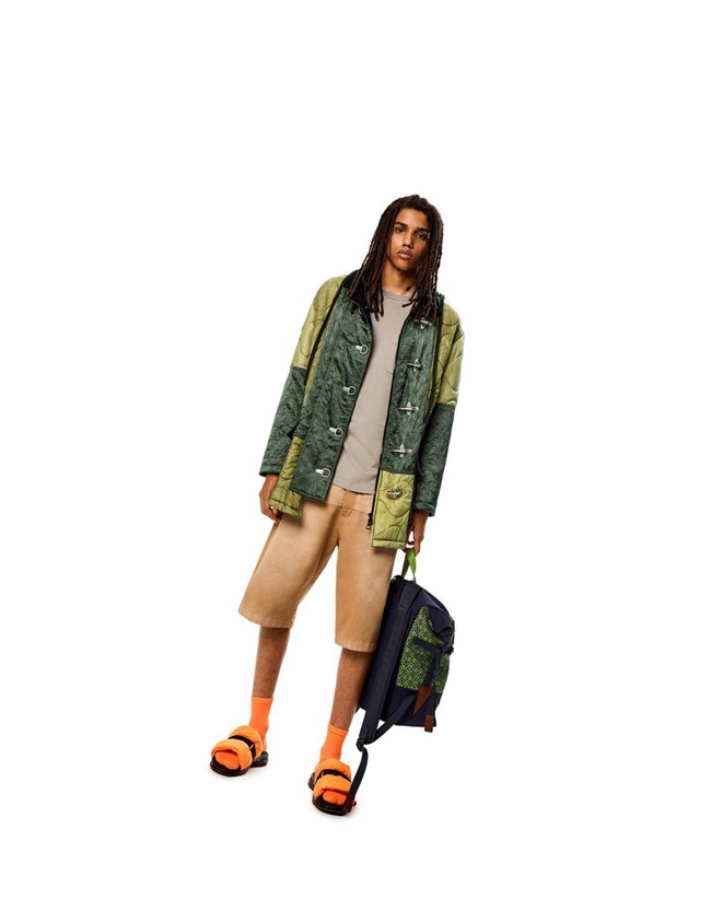 Loewe Patchwork padded parka Kaki Verdes | ZHGYF-1059