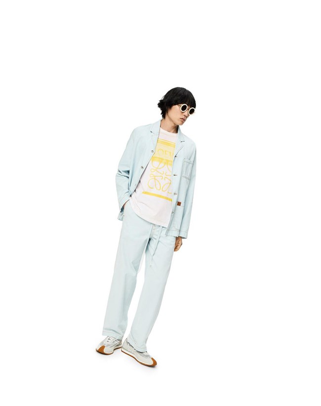 Loewe Photocopy Anagram T-shirt in cotton Blancos Amarillos | LDFZM-9482