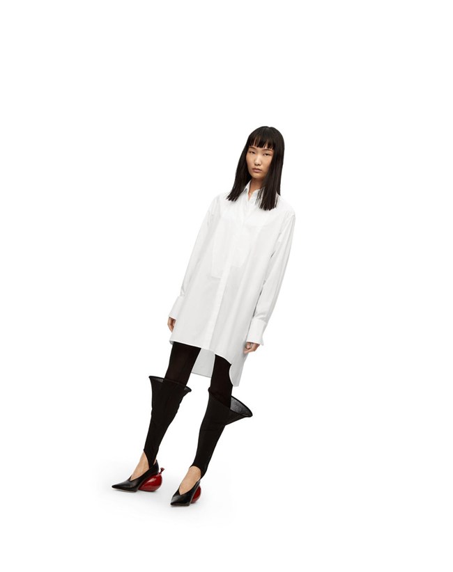 Loewe Plastron shirt in cotton Blancos | UPWGN-9410