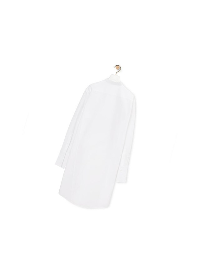Loewe Pleated shirt dress in cotton Blancos | HMKTL-4708