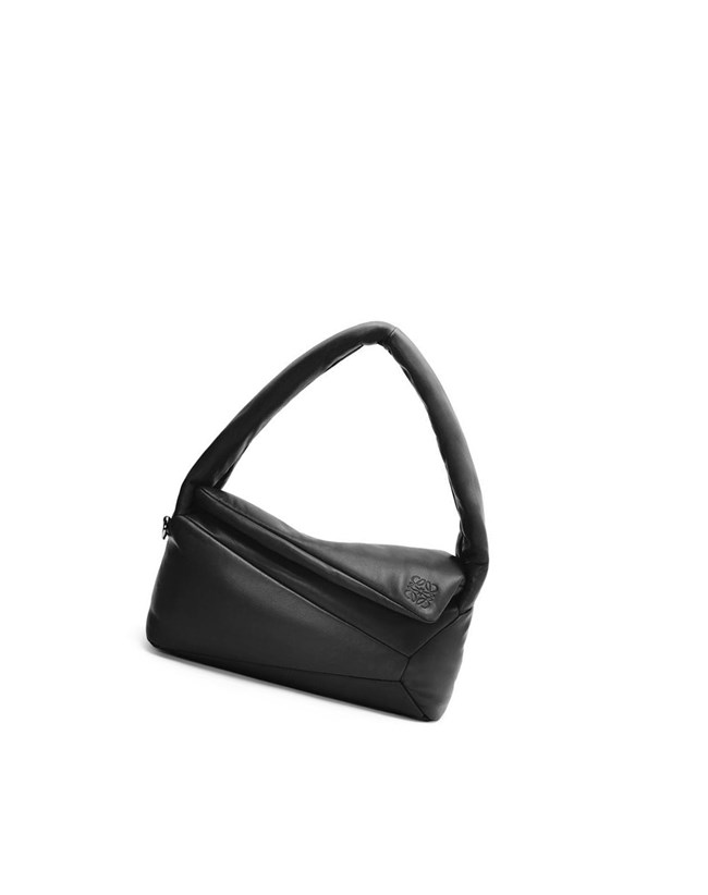 Loewe Puffer Puzzle Hobo bag in shiny nappa lambskin Negros | VSAZJ-2381