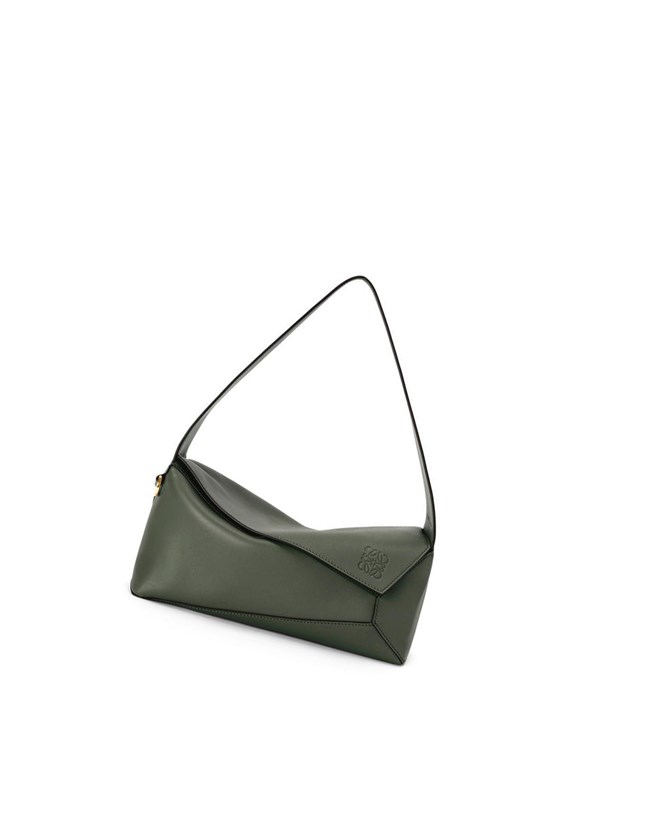 Loewe Puzzle Hobo bag in nappa calfskin Kaki | FQUDK-1076