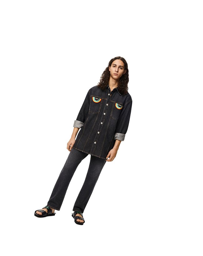 Loewe Rainbow patch trousers in denim Negros | OBCMT-6927