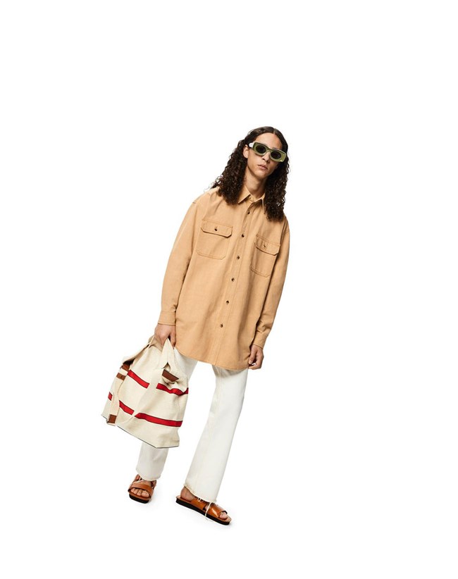 Loewe Relaxed chest pocket shirt in cotton and linen Make Up | QDCAJ-2950