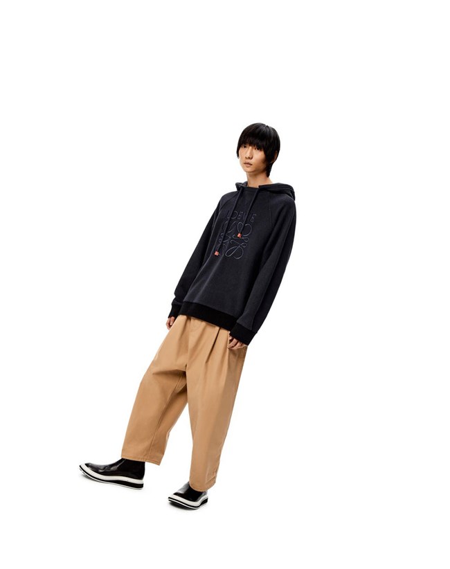 Loewe Reverse Anagram hoodie in cotton Azul Marino Oscuro | BIQXS-0869