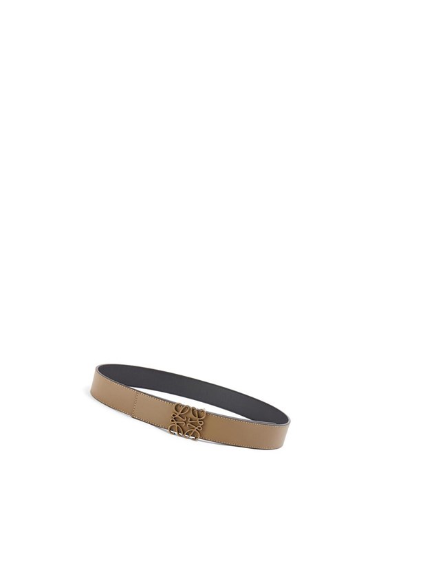 Loewe Reversible Anagram belt in smooth calfskin Azules Negros Kaki Verdes | ANBWU-6531