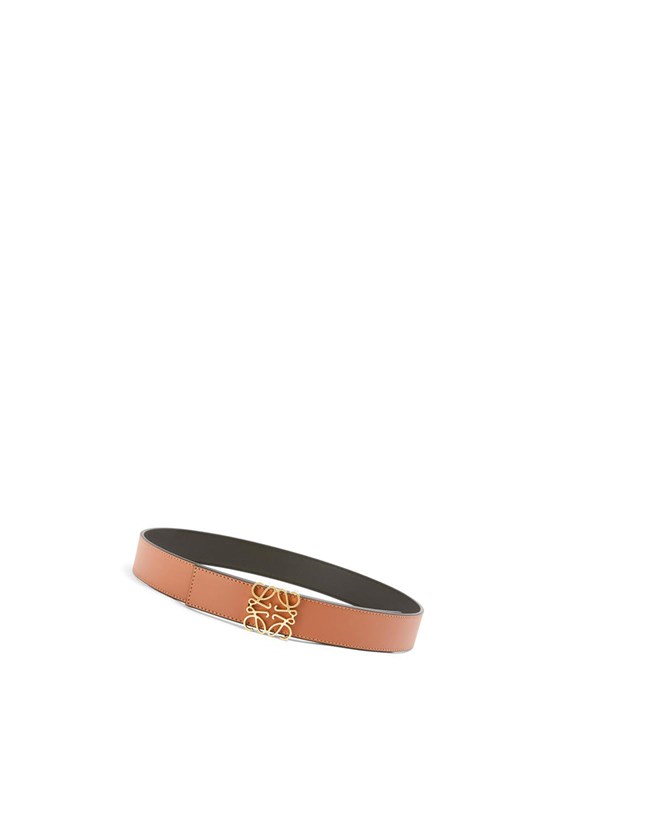 Loewe Reversible Anagram belt in smooth calfskin Negros Dorados | CMIZX-7685