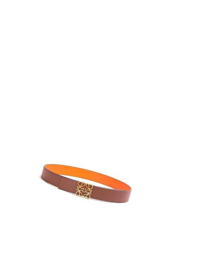 Loewe Reversible Anagram belt in smooth calfskin Naranjas Dorados | DALMU-7893