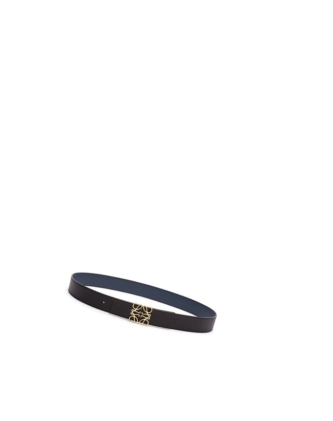 Loewe Reversible Anagram belt in smooth calfskin and brass Negros Dorados | YFXGK-1460