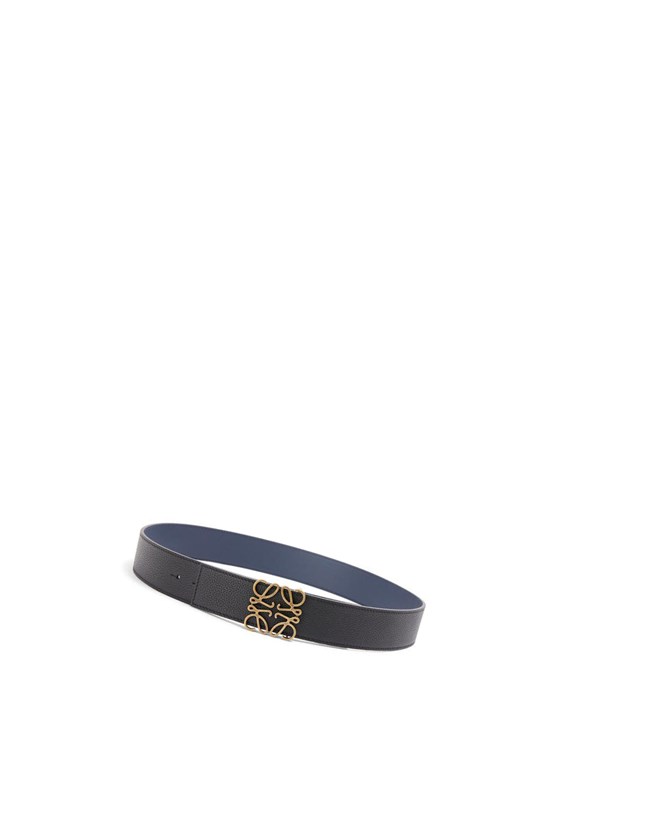 Loewe Reversible Anagram belt in soft grained calfskin Negros Dorados | NOSQV-6581