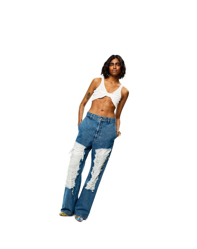 Loewe Ripped baggy jeans in denim Azules | DGKXF-0854