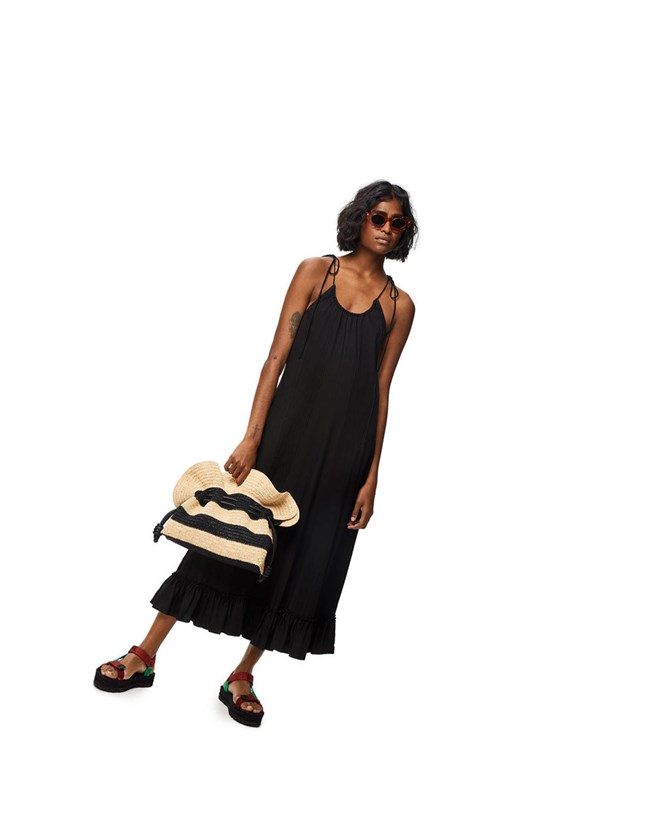 Loewe Ruffle dress in viscose Negros | OYKAC-3215