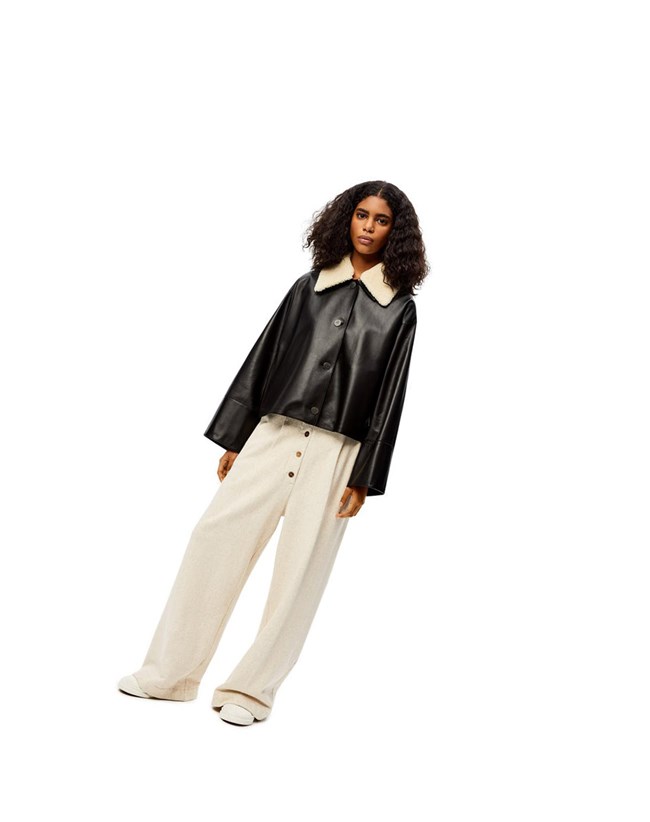 Loewe Shearling collar jacket in nappa and shearling Negros | BQOUW-5103