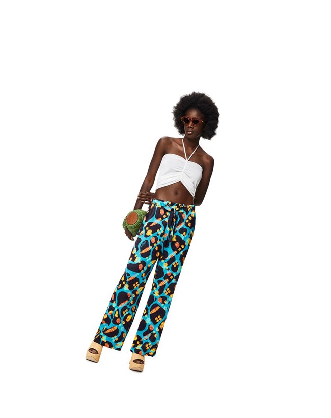 Loewe Shell print trousers in viscose Negros Turquesa | NDRYS-6052