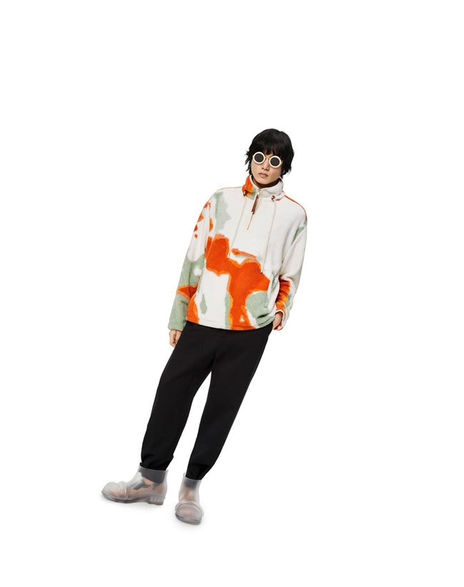 Loewe Silicona melange fleece jacket in polyester Verdes Naranjas | HITQS-7620