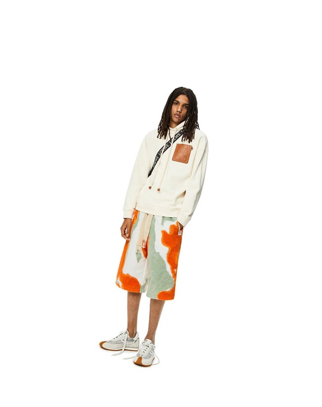 Loewe Silicona melange fleece shorts in polyester Verdes Naranjas | KZFIW-0293