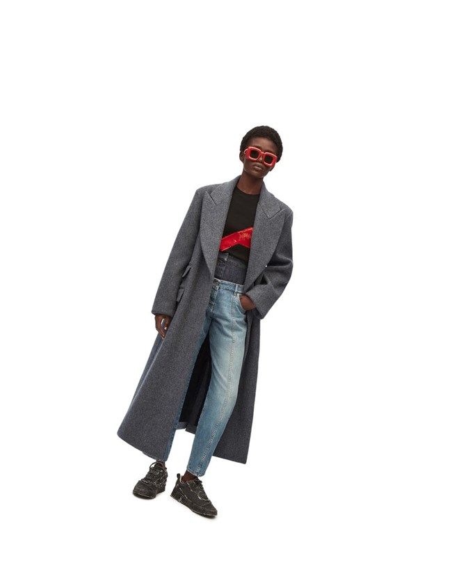 Loewe Single breasted coat in wool and cashmere Grises | FYABW-8924