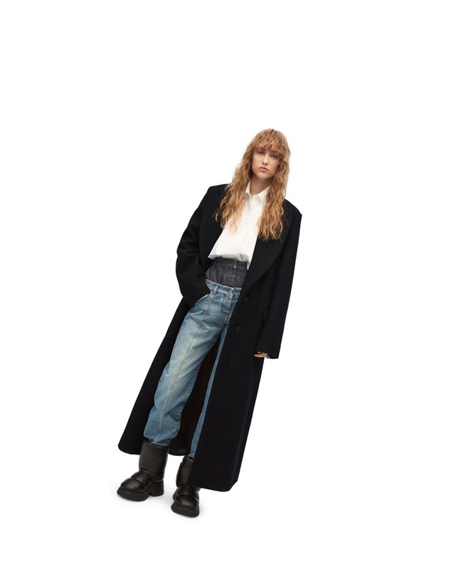 Loewe Single breasted coat in wool and cashmere Negros | JDQAM-0893