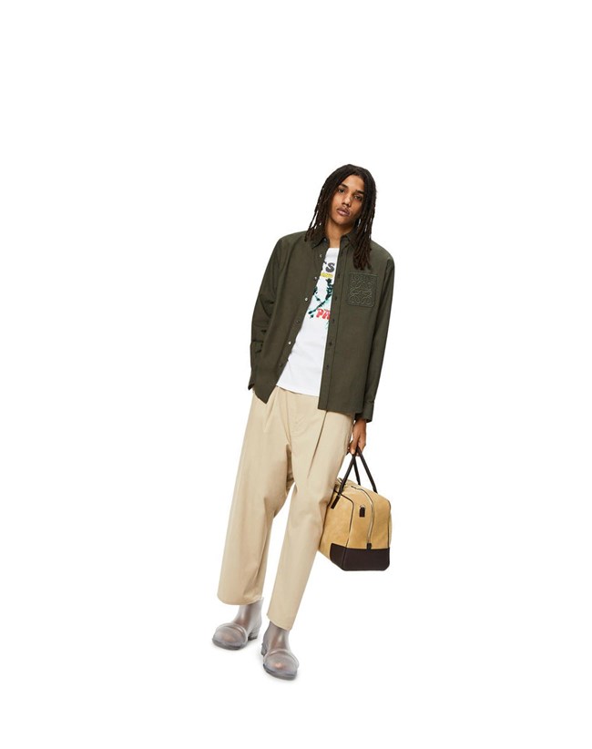 Loewe Single pleat trousers in cotton Grises | RQWMO-5096