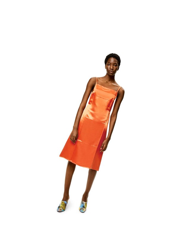 Loewe Slip dress in satin Naranjas | IEYNT-9071