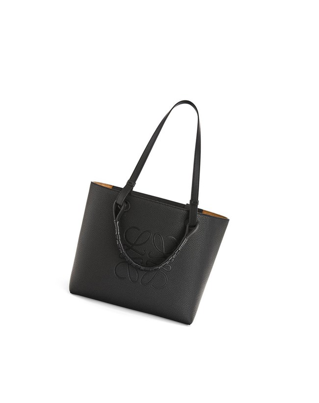 Loewe Small Anagram Tote in grained calfskin Negros | NJIBP-1049