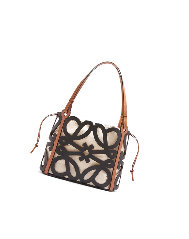 Loewe Small Anagram cut-out tote in calfskin Negros | PFYOS-4302