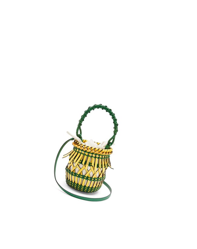 Loewe Small Fringes Bucket bag in calfskin Amarillos Verdes | LXWVS-0462