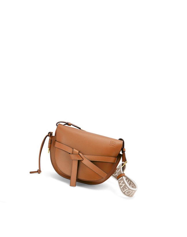 Loewe Small Gate bag in soft calfskin and jacquard Tan | QUJYW-1408