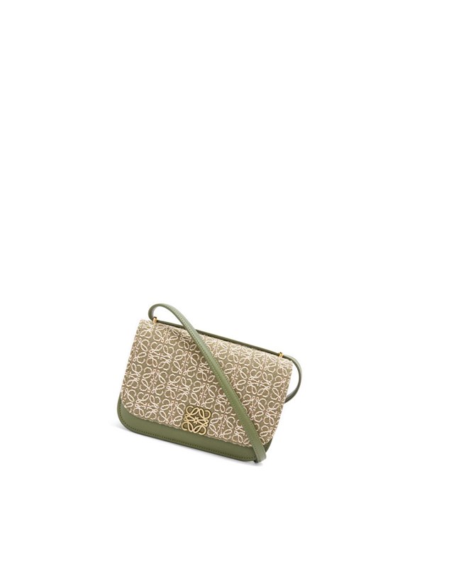 Loewe Small Goya bag in Anagram jacquard and calfskin Verdes Verdes | HGPXC-1208