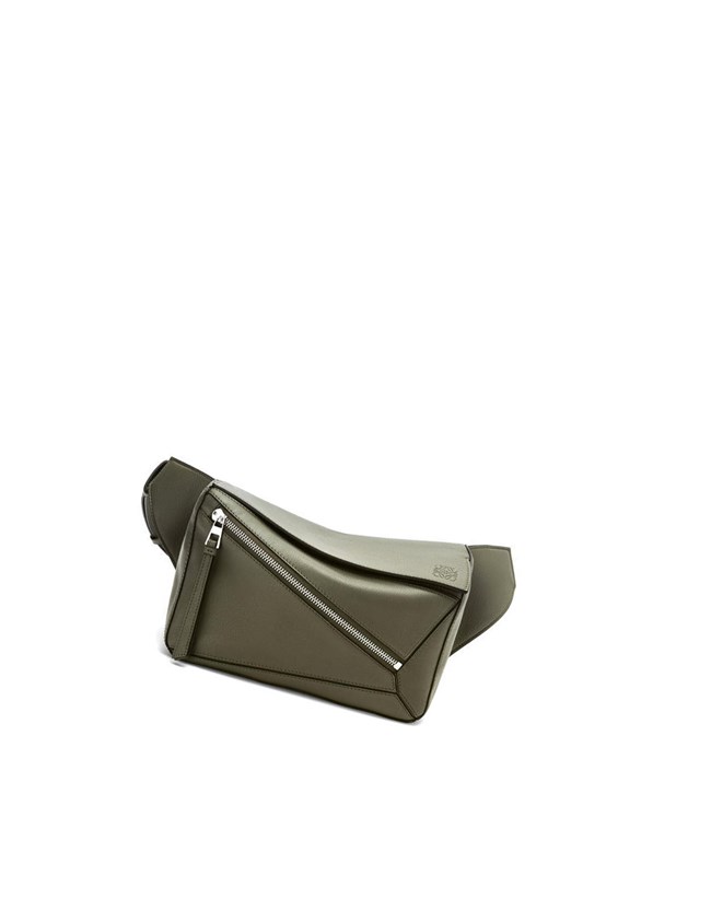 Loewe Small Puzzle Bumbag in classic calfskin Kaki Verdes | CTSLB-8217