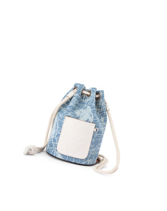 Loewe Small Sailor bag in denim and calfskin Azules Blancos | UWKCH-1406