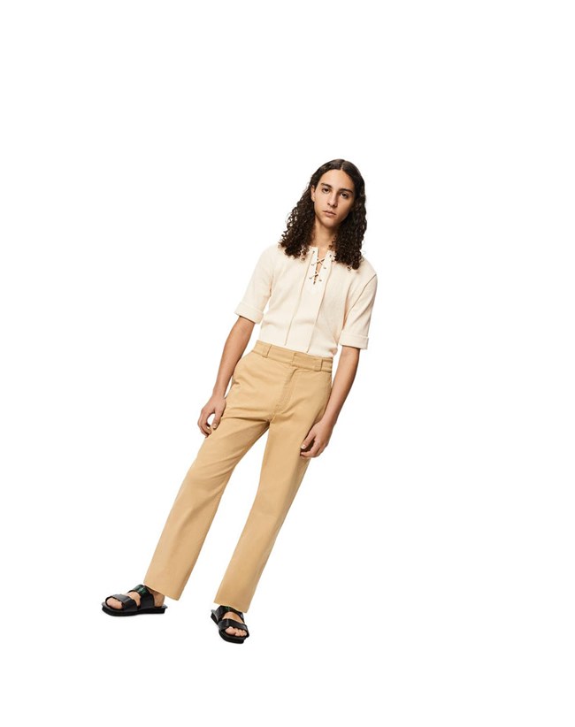 Loewe Straight leg trousers in cotton Beige | XUHSQ-2698