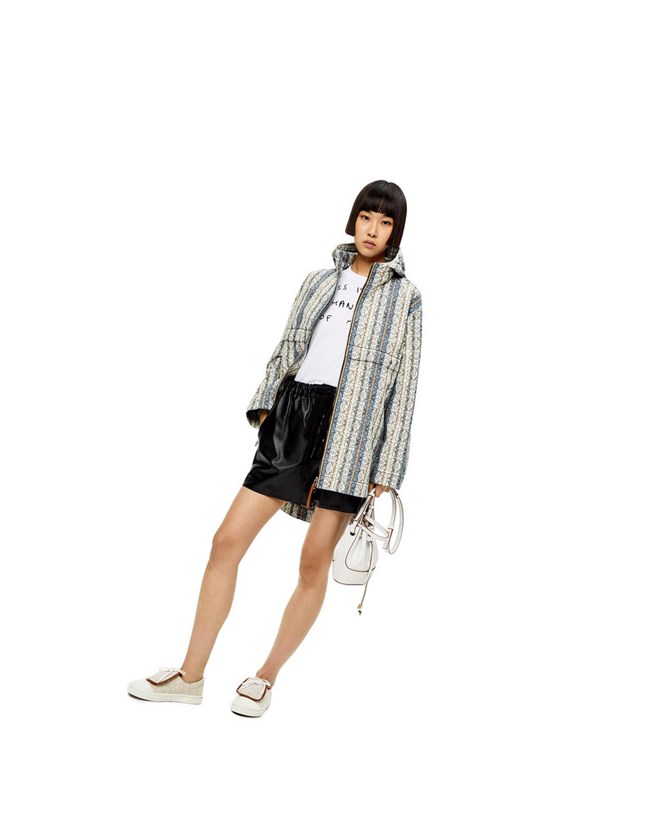 Loewe Stripe Anagram jacquard parka in cotton Azules Multicolor | VIQGK-3596