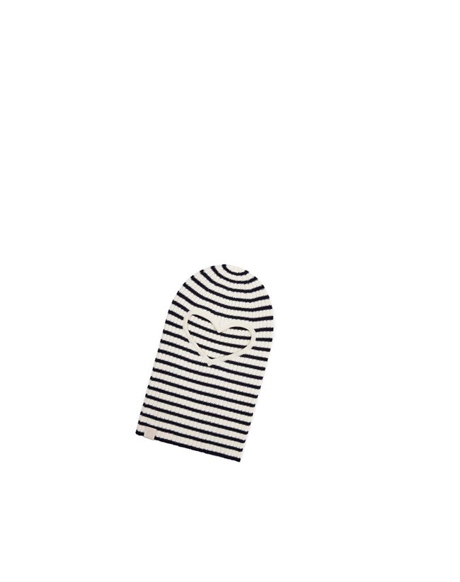 Loewe Stripe heart balaclava in wool Blancos Azul Marino Azules | UCEPX-0584
