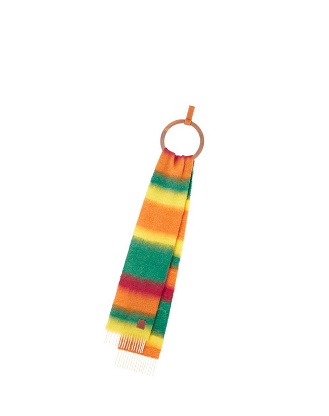 Loewe Stripe scarf in mohair Verdes Multicolor | HNMTY-3710