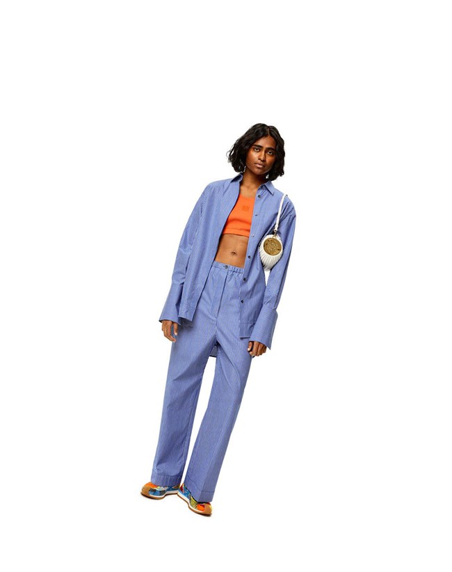 Loewe Striped pyjama trousers in cotton Azules Blancos | PWDTQ-4158
