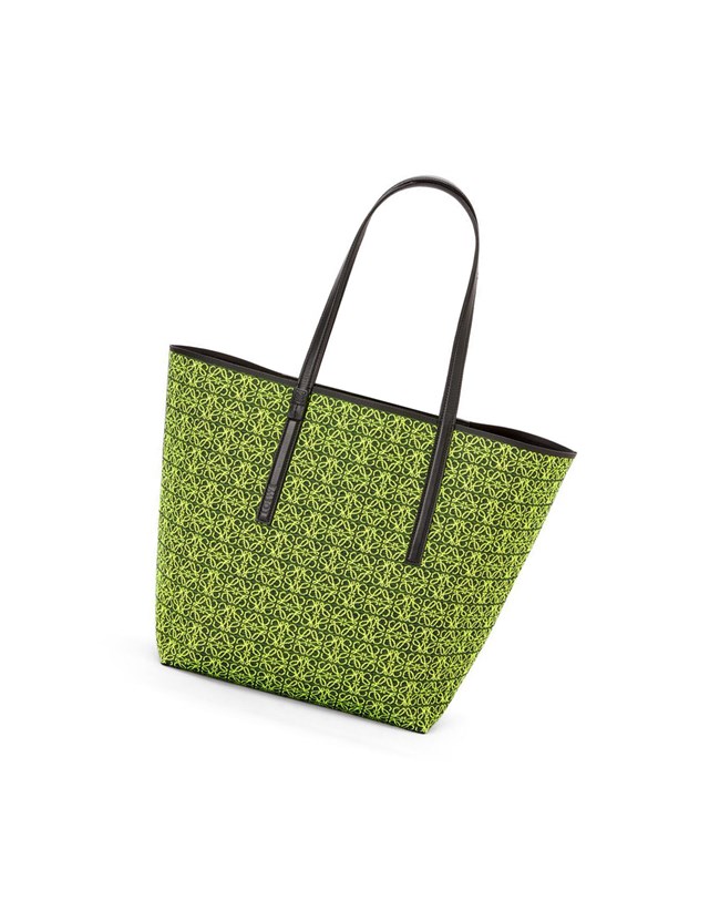 Loewe T Tote bag in Anagram jacquard and calfskin Amarillos Azul Marino Oscuro | HRNBF-4290