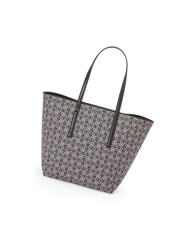 Loewe T Tote bag in Anagram jacquard and calfskin Azul Marino Negros | OBSWH-4725