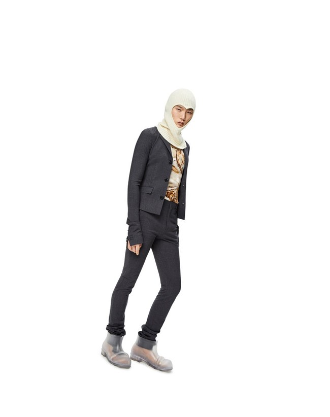 Loewe Tailored skinny trousers in wool Charcoal | LJCVD-4375