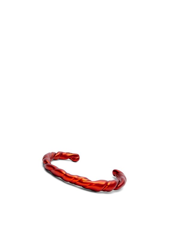 Loewe Thin nappa twist cuff in sterling silver Rojos Naranjas | OWFEC-9078