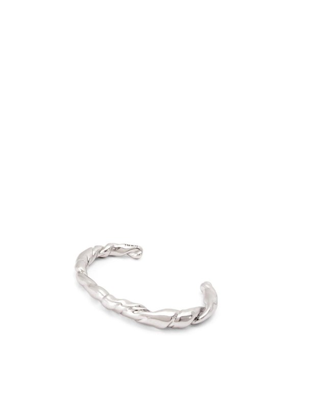 Loewe Thin nappa twist cuff in sterling silver Plateados | PBUWC-4381